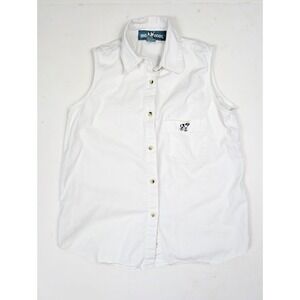 Big Dogs White Sleeveless Collared‎ Button Up Vest Women's Size Small